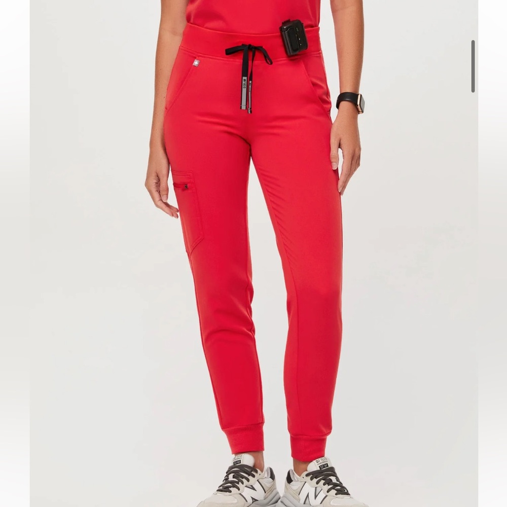 Figs Neon Red Zamora Jogger Scrub Pants
